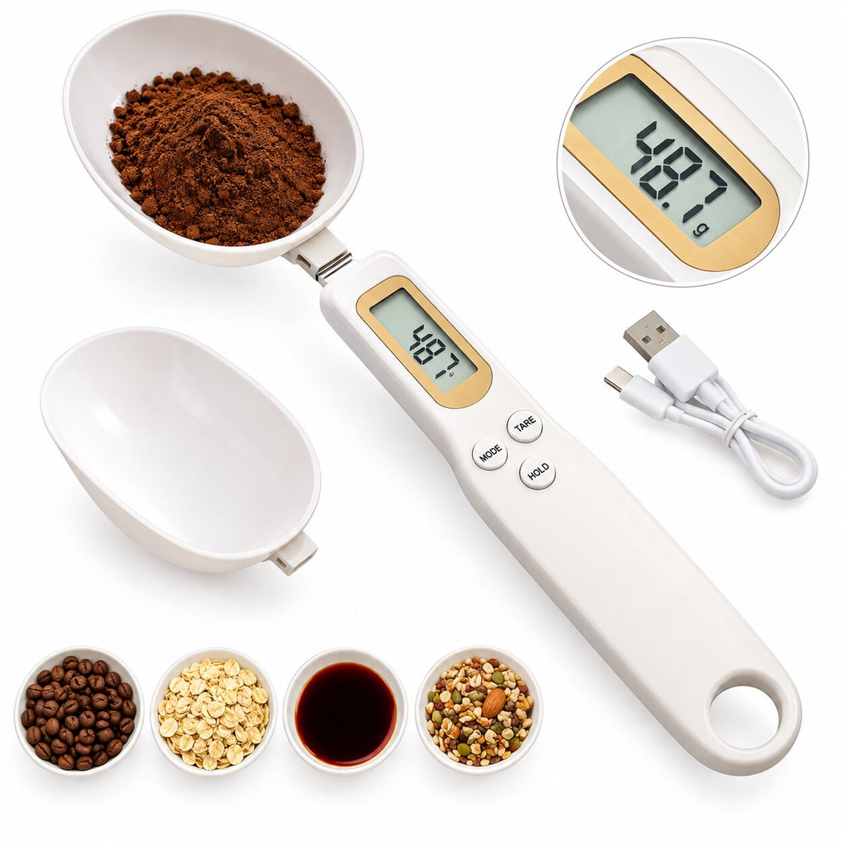 Digital Measuring Spoon Scale – 500g Electronic Kitchen Measuring Spoon
