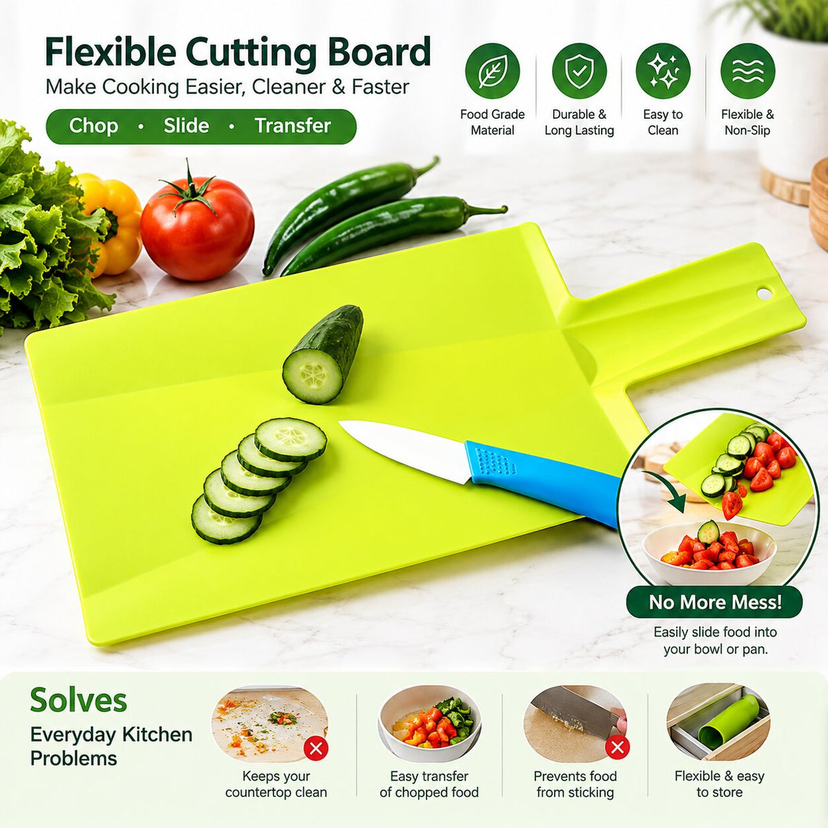 Flexible Cutting Board – Foldable Chopping & Food Transfer Board