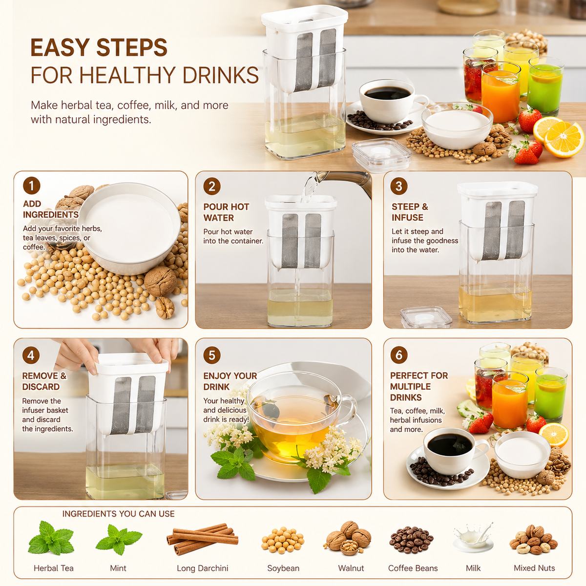 Herbal Tea & Beverage Infuser Pitcher