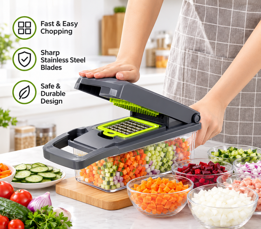 Multi-function Vegetable Cutter & Slicer with Storage Container