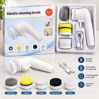 Rotating Scrubber With Sponge, Brush, And Steel Wool Heads