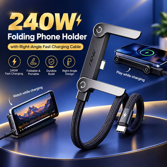 240W Folding Phone Holder with Right-Angle Fast Charging Cable
