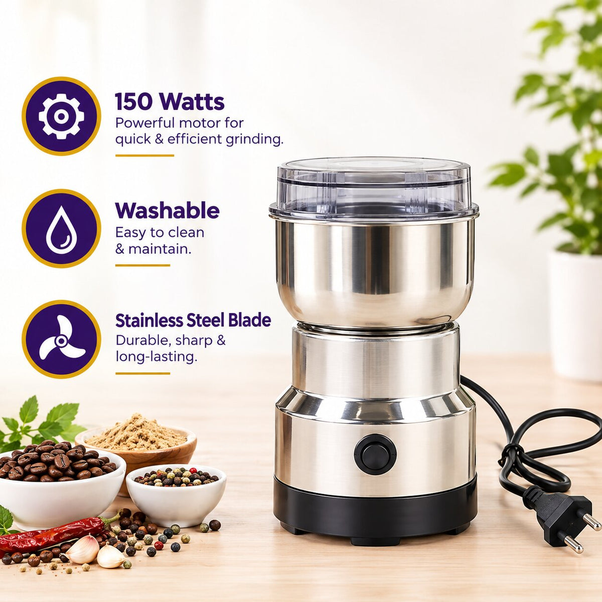 RAF 150W Stainless Steel Electric Grinder